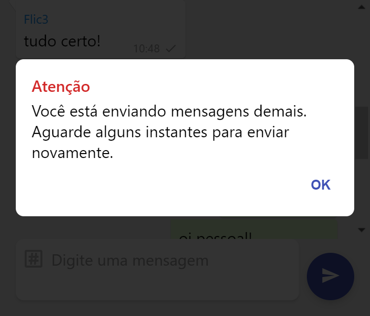 Screenshot da funcionalidade de prevenção de spam